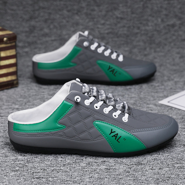 Herren Slipper-Sneaker im Mule-Design mit dekorativer Schnürung und gesteppter Kunstleder-Optik Echoarhiv