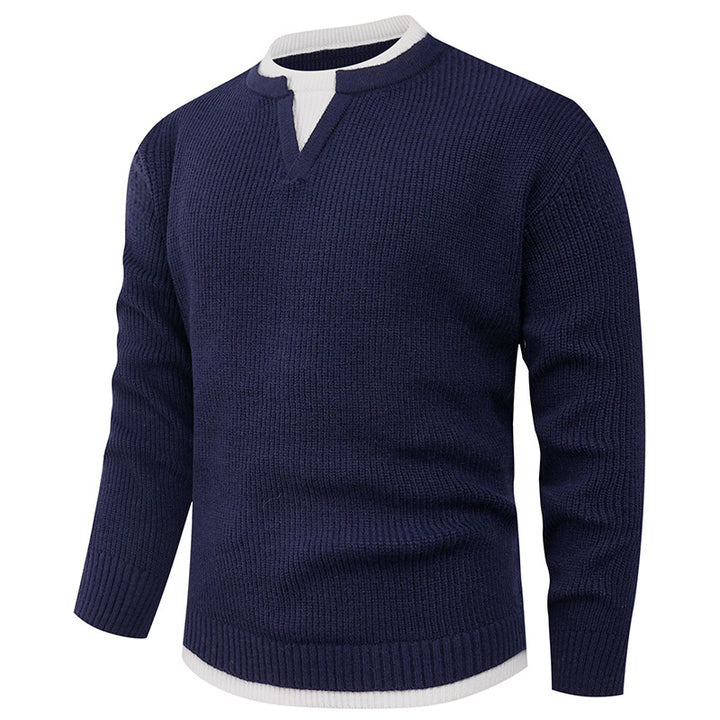 Herren Strickpullover mit V-Ausschnitt und feiner Struktur Echoarchiv