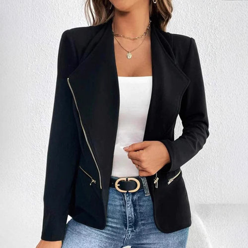 Damen nan taillierter Jersey-Blazer mit asymmetrischen Zierreißverschlüssen Echo Archiv