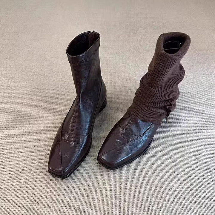 Damen Modische und bequeme Stiefeletten mit gestricktem Obermaterial – Varelle