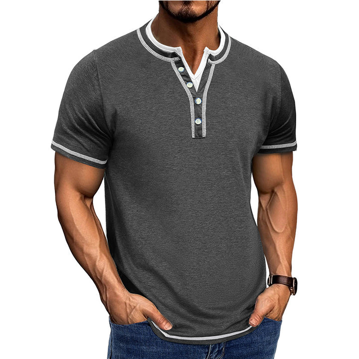 Herren Kurzarm-Henley-Shirt mit edler Knopfleiste und bequemen Schnitt Echoarchiv
