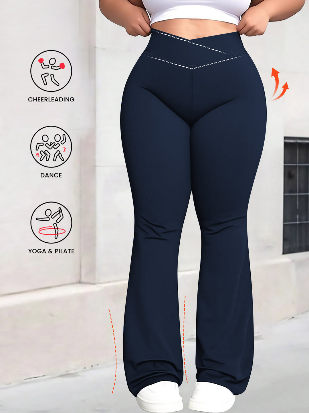 Damen taillenhohe Shaping Bootcut-Leggings mit Bauchkontrolle und 4-Wege-Stretch echoarchiv-