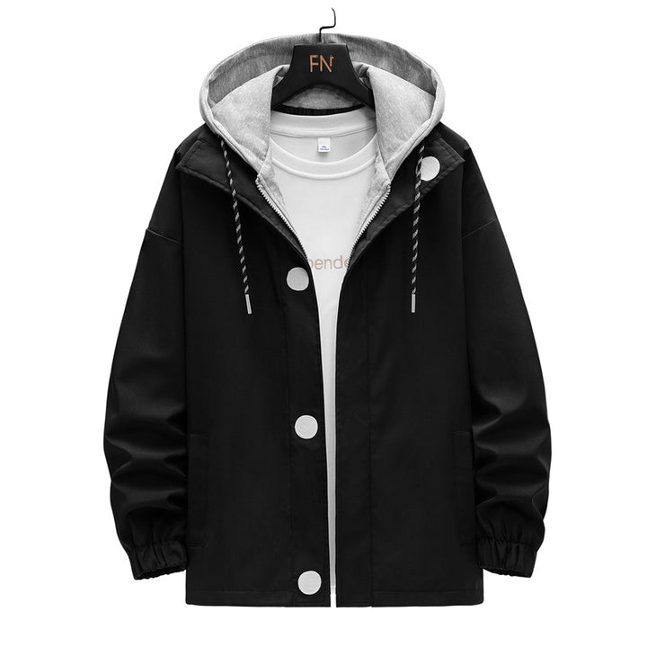 Herren zweilagige Kapuzen‑Overlayerjacke mit kontrastierter Innenkapuze und elastischen Bündchen Echo Archiv
