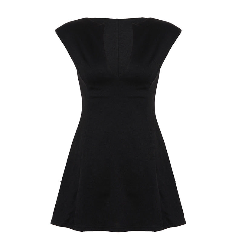 Damen Elegantes Kurzarm-Kleid mit Taillierung und V-Ausschnitt Echo Archiv