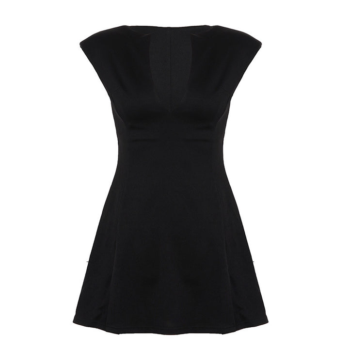 Damen Elegantes Kurzarm-Kleid mit Taillierung und V-Ausschnitt Echo Archiv