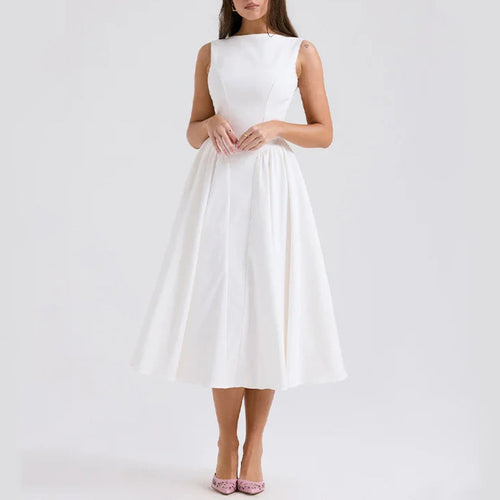 Damen Elegantes Midi-Kleid mit tailliertem Oberteil und schwingendem Rock Echo Archiv