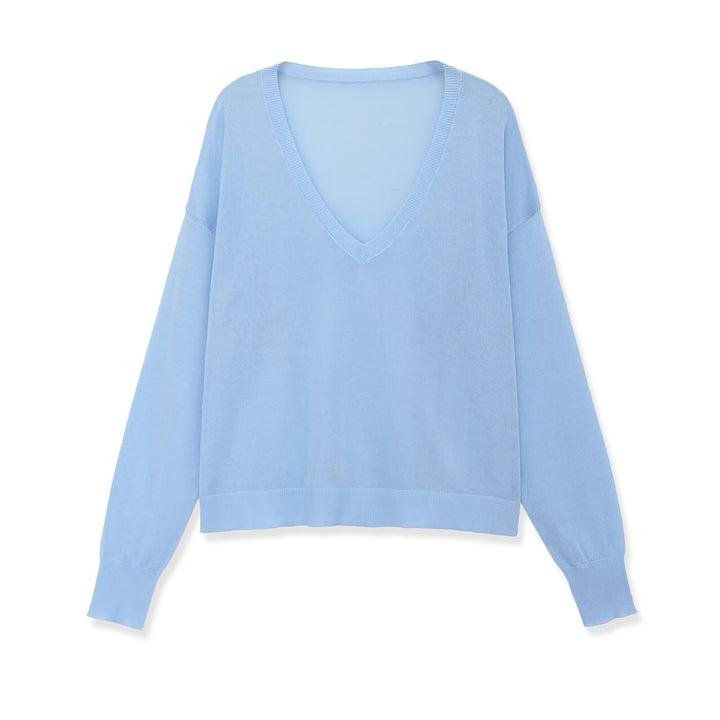 Damen Oversize V-Ausschnitt Feinstrickpullover mit überschnittenen Schultern Echo Archiv