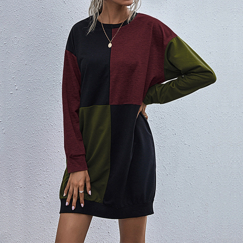 Damen Langarm-Sweatkleid mit Blockpaneelen und weitgeschnittener Passform Echoarchiv