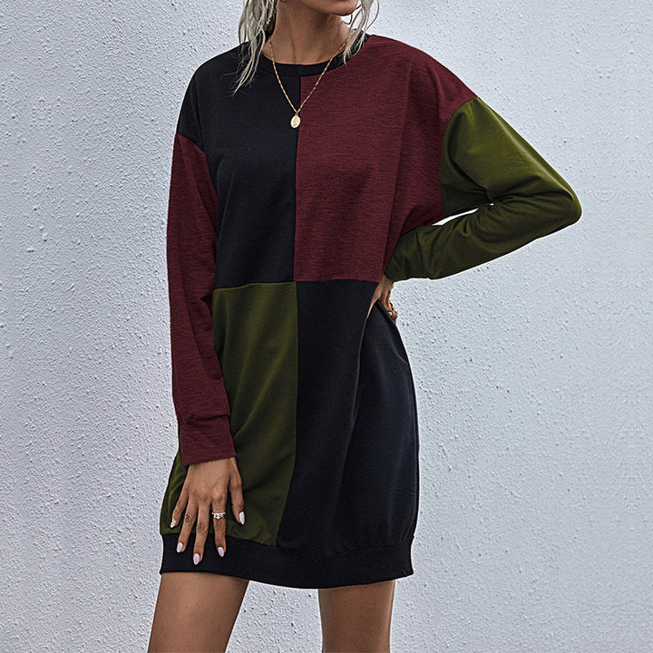 Damen Langarm-Sweatkleid mit Blockpaneelen und weitgeschnittener Passform Echoarchiv