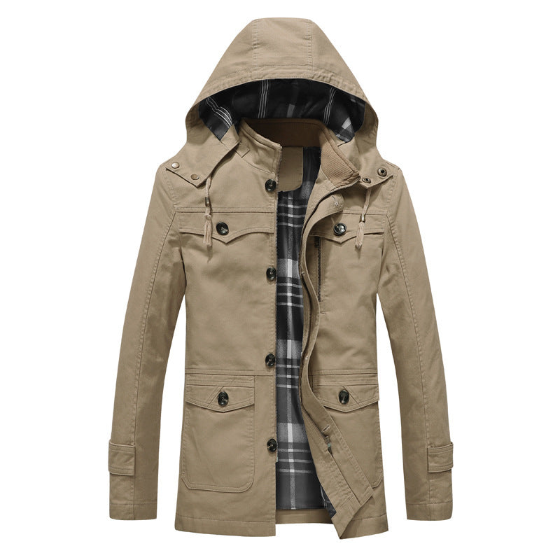 Herren Übergangs-Canvasparka mit gesteppter Karofutter-Innenlage und Mehrfachtaschen Echo Archiv