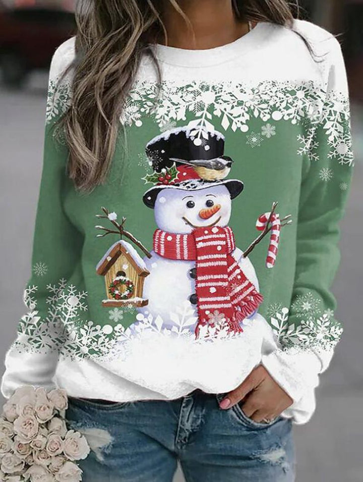 Damen nan weihnachtliches Sweatshirt mit Schneemann-Motiv und Rundhalsausschnitt Echo Archiv
