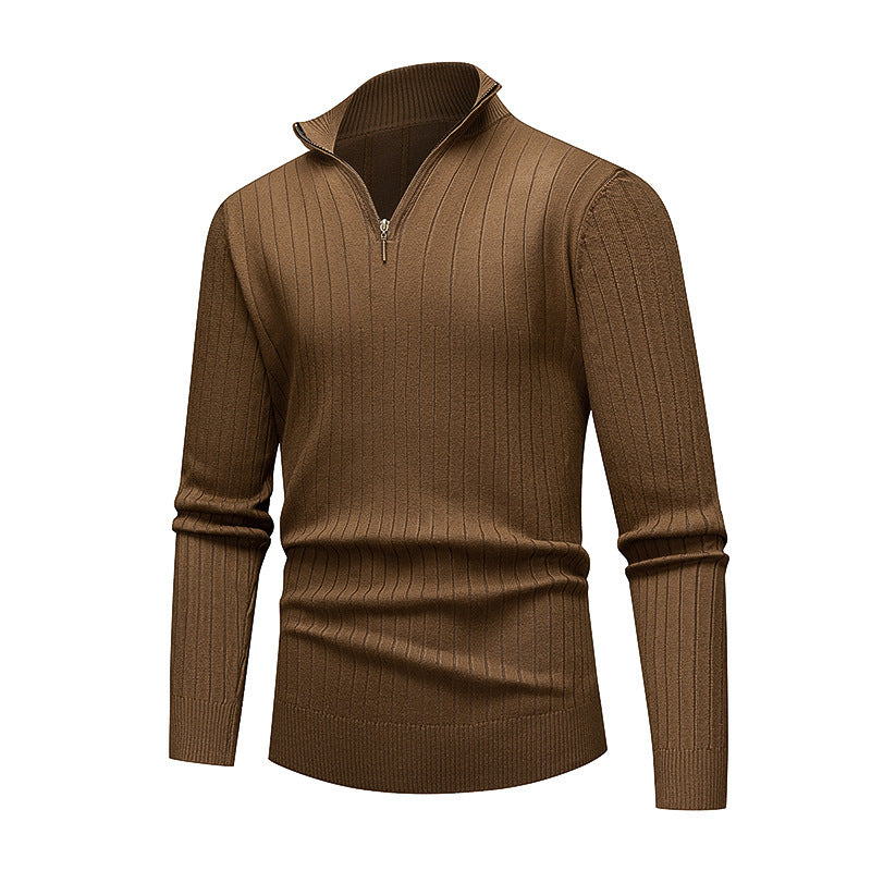 Herren hochwertiger Strickpullover mit modernem Stehkragen und Reißverschluss Echoarchiv