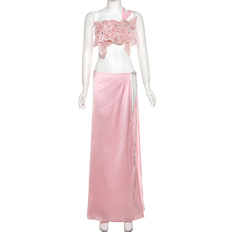 Damen Elegantes Abendkleid mit floralen Applikationen und schwingendem Tüllrock Echo Archiv