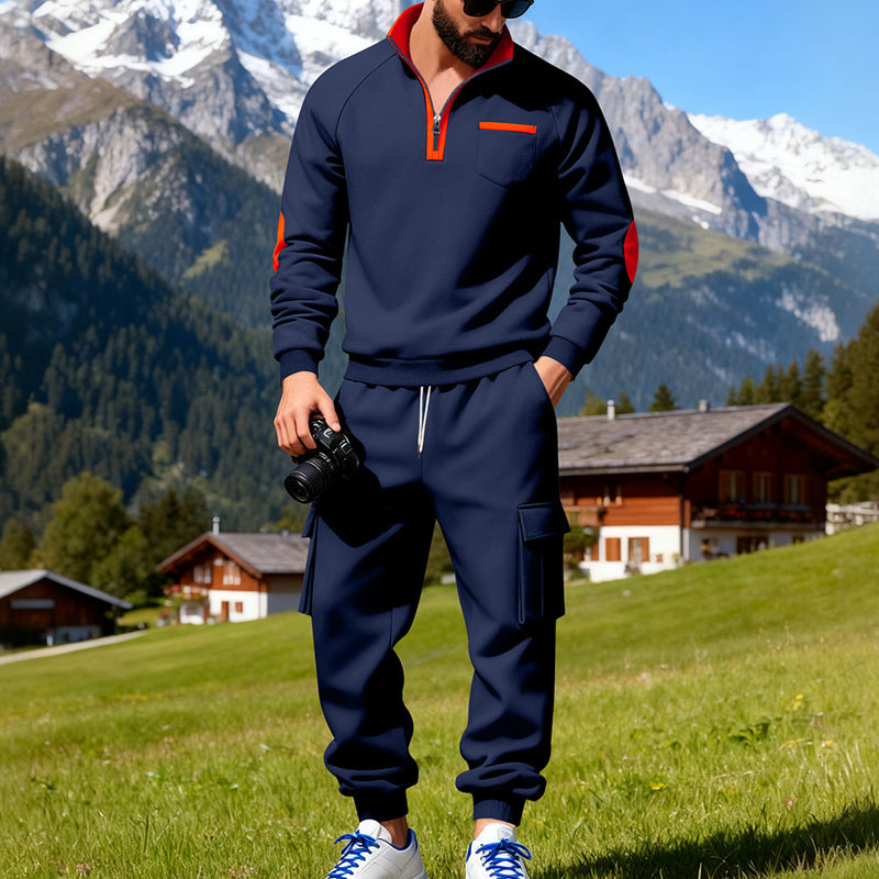 Herren Sportlicher Freizeitanzug mit halbem Reißverschluss und praktischen Taschen Echoarchiv