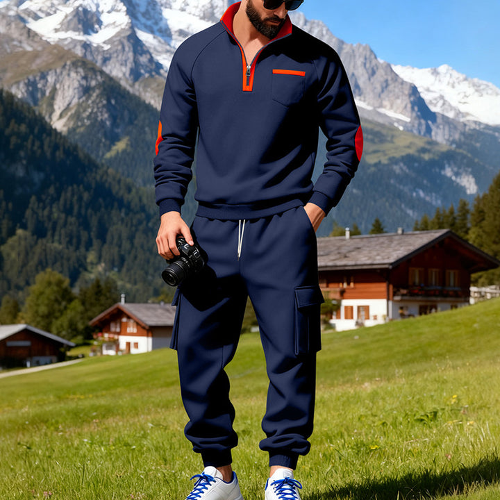 Herren Sportlicher Freizeitanzug mit halbem Reißverschluss und praktischen Taschen Echoarchiv