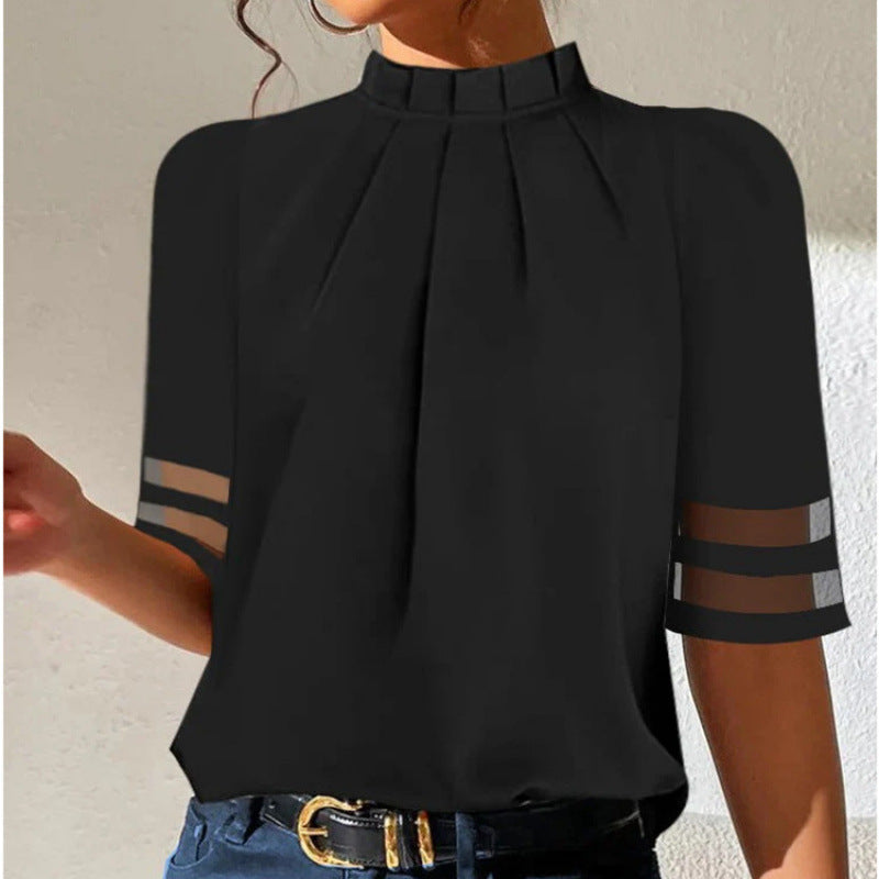Damen elegante Bluse mit transparenten Ärmeln Echoarchiv