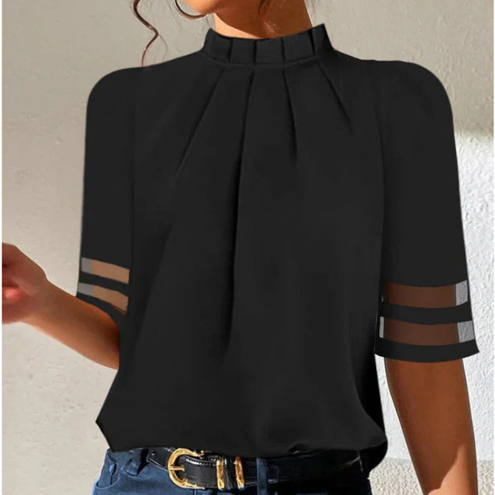 Damen elegante Bluse mit transparenten Ärmeln Echoarchiv