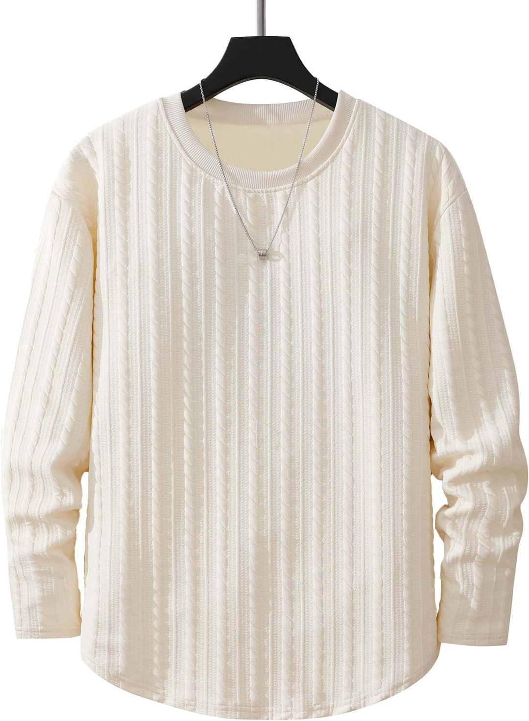 Herren Feinstrick-Rundhals-Pullover mit Zopfmuster, geradem Saum & entspannter Passform Echoarchiv