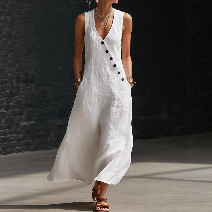 Damen Langarmkleid mit seitlichem Schlitz und Knopfdetails Echo Archiv