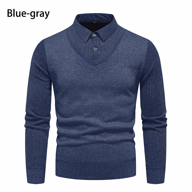 Herren V-Ausschnitt Pullover mit Hemdkragen Echoarchiv