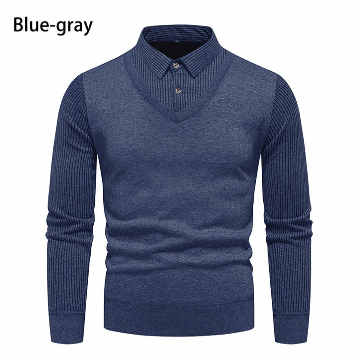 Herren V-Ausschnitt Pullover mit Hemdkragen Echoarchiv