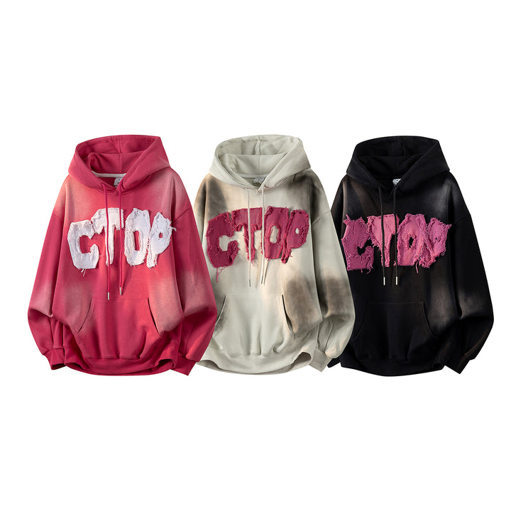 Unisex Oversize Kapuzenpullover mit handschriftlichem Grafik-Print, Kängurutasche & geripptem Saum Echoarchiv