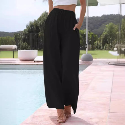 Damen weite Leinenhose mit elastischem Bund und praktischen Seitentaschen Echo Archiv