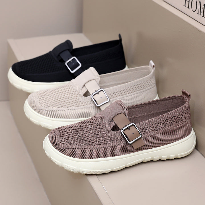 Damen nan atmungsaktiver Strick-Slip-On mit verstellbarer Metallschnalle und federnder Leicht-EVA-Sohle Echo Archiv