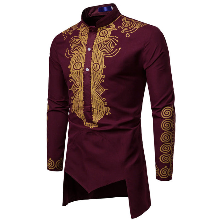 Herren elegantes Langarmhemd mit innovativem Ethno-Design Echoarchiv