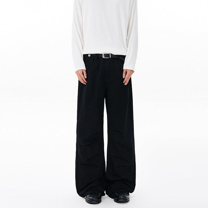 Herren Weite Relaxed-Twill-Hose mit tiefem Schritt, bodenlanger Silhouette und Gürtelschlaufen Echo Archiv