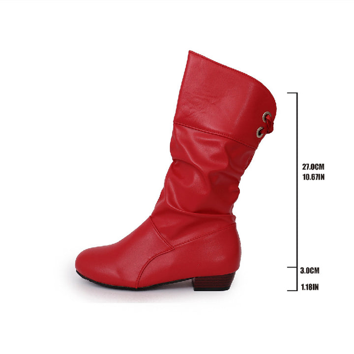 Damen Slouch-Stiefel mit niedrigem Blockabsatz und weichem Kunstlederschaft Echo Archiv