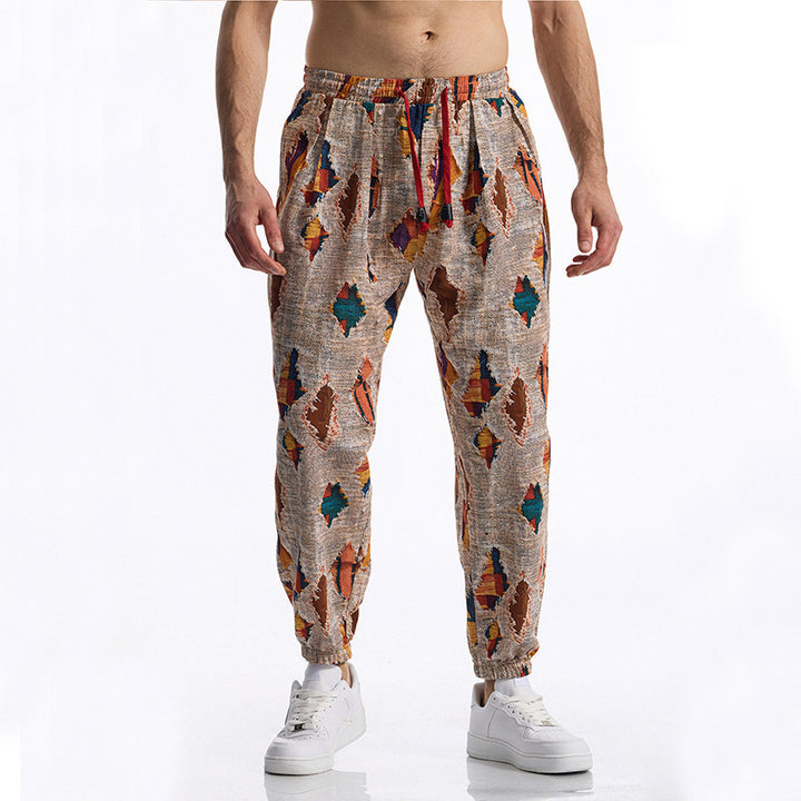 Herren lässige Harem-Hose mit buntem Muster und elastischem Bund Echoarchiv