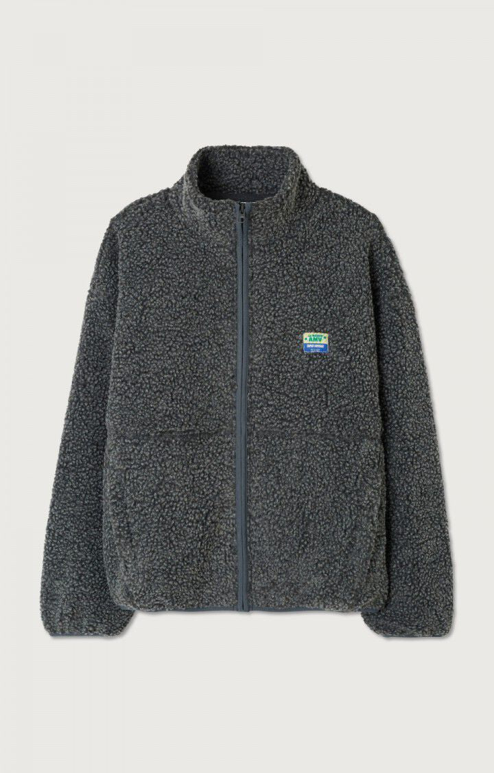 Damen Plüschjacke mit hohem Kragen und seitlichen Taschen – Célinea