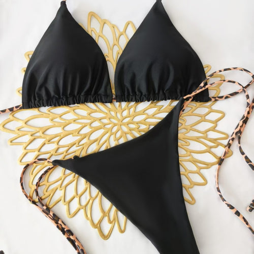 Damen Triangel-Bikini-Set mit verstellbaren Trägern und modischem Leoprint Echo Archiv