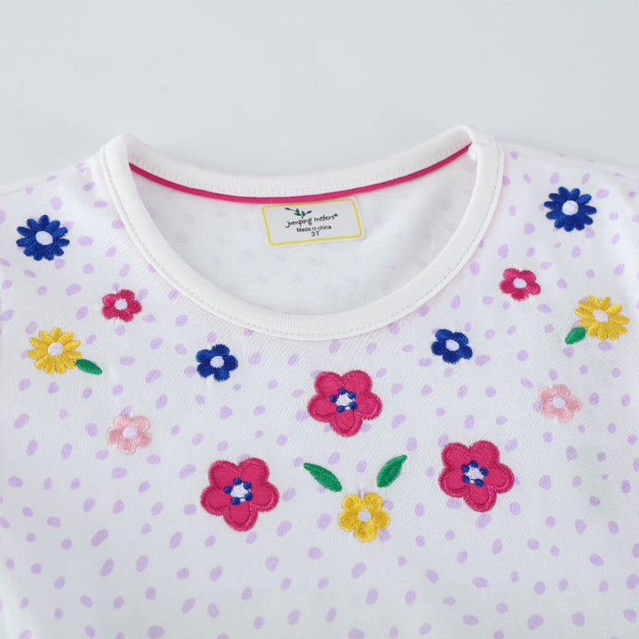 Mädchen Baumwollkleid mit buntem Dinosaurier- und Blumenmotiv Echo Archiv
