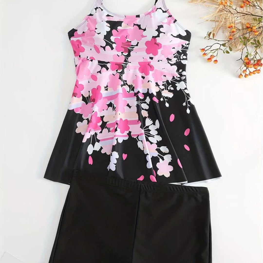 Damen Bade-Set mit floralem Oberteil und Shorts Echo Archiv
