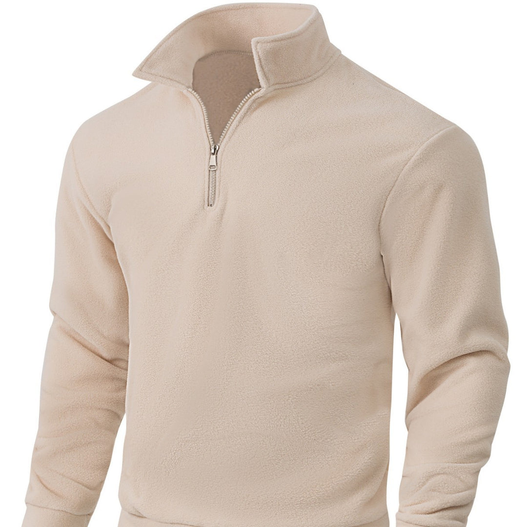 Herren Fleece-Halbzip-Pullover mit Stehkragen, weichem Teddy-Fleece und elastischen Bündchen – Cavarno