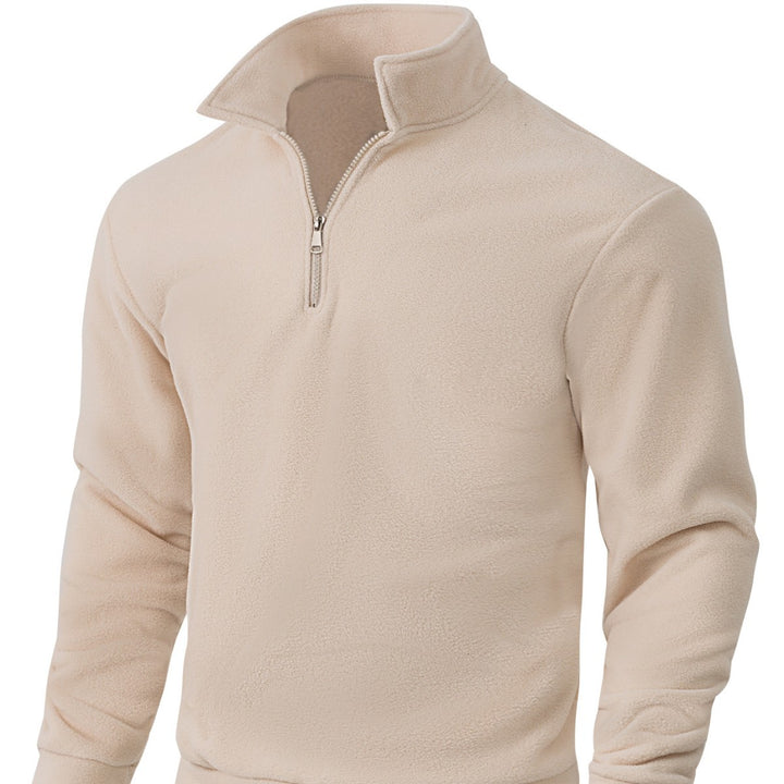 Herren Fleece-Halbzip-Pullover mit Stehkragen, weichem Teddy-Fleece und elastischen Bündchen – Cavarno