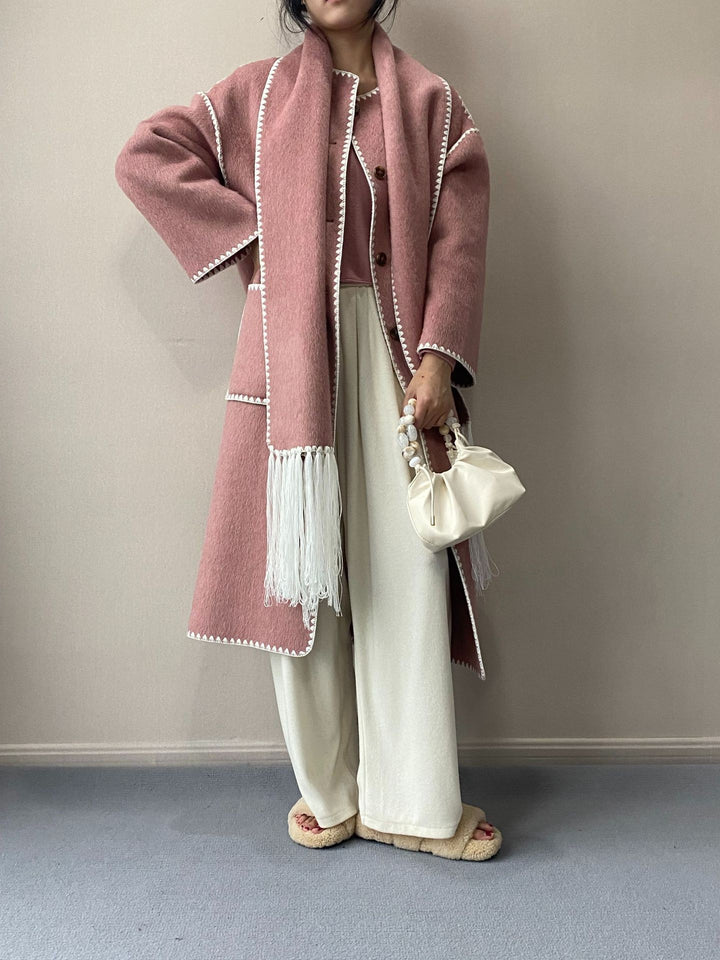 Damen Elegante und stilvolle lange Wollmantel Echo Archiv