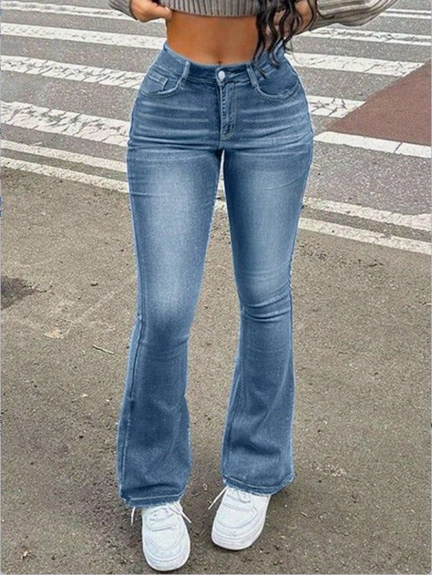 Damen hochtaillierte Bootcut-Jeans mit sculptendem Hüftbund Echo Archiv