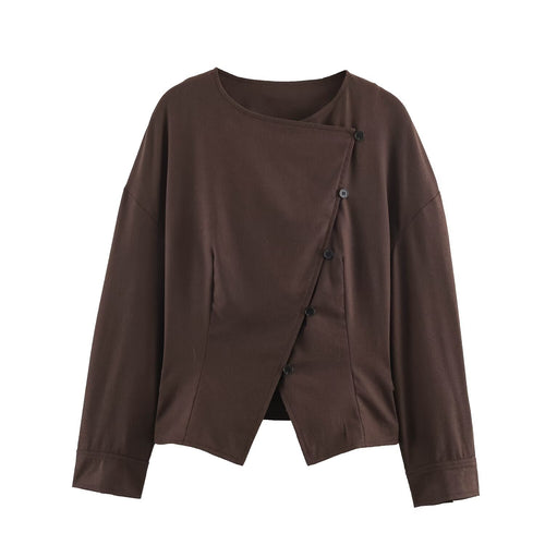 Damen Asymmetrische Wickeljacke mit dekorativer Knopfleiste und überschnittenen Schultern Echo Archiv