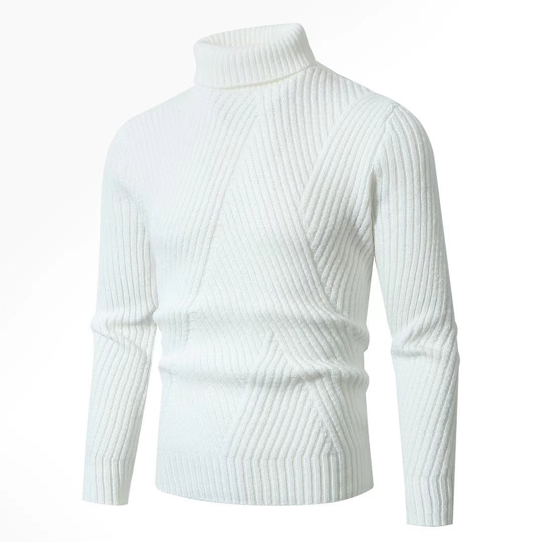 Herren nan strukturierter Rollkragenpullover mit diagonaler Rippstruktur und schlanker Passform Echo Archiv