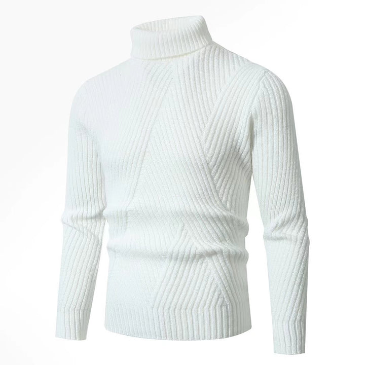 Herren nan strukturierter Rollkragenpullover mit diagonaler Rippstruktur und schlanker Passform Echo Archiv