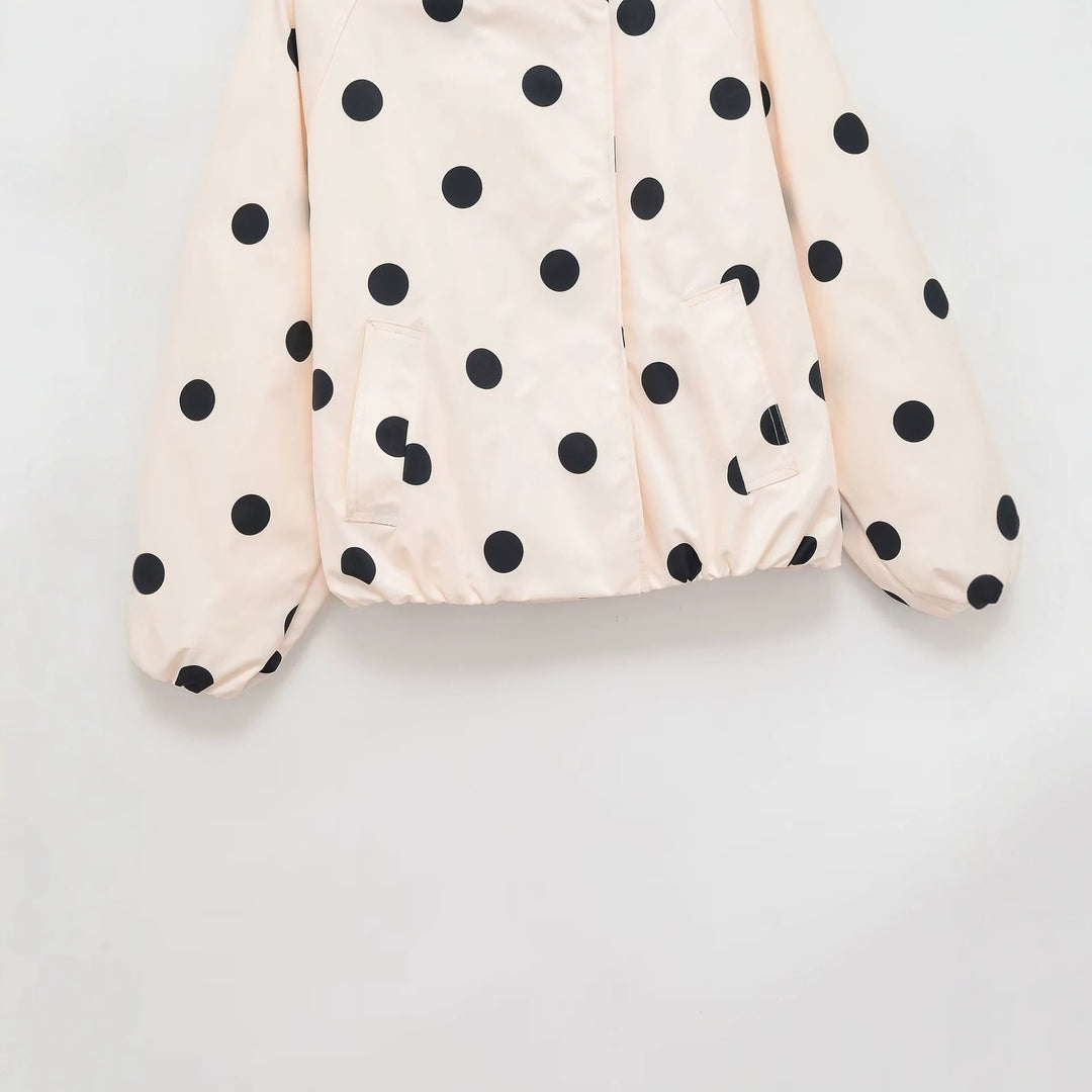 Damen Gepolsterte Oversize-Jacke mit hohem Stehkragen und Punkte-Print Echo Archiv