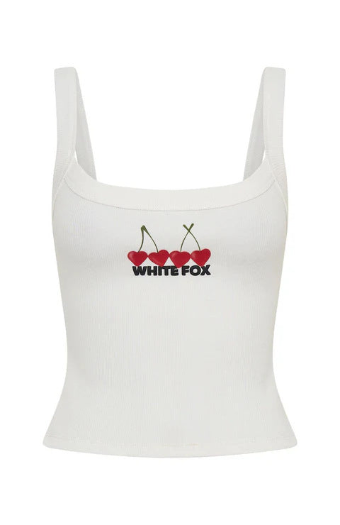 Damen Crop-Top mit Kirschstickerei und elastischem Baumwollmaterial Echo Archiv
