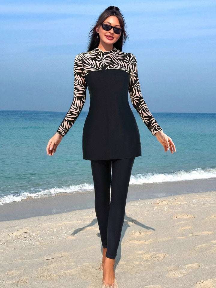 Damen Eleganter Langarm-Surfsuit mit modischen Akzenten Echo Archiv