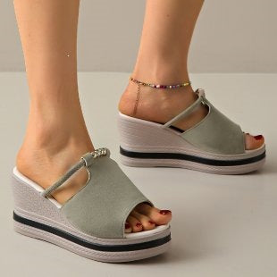 Echoarchiv | Sandalen Zum Hineinschlüpfen mit Offener Spitze Stilvolle Keilsandalen Bequeme Damen