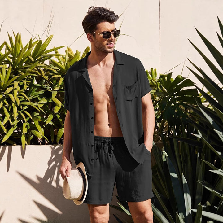 Herren lässiges Kurzarmhemd und Shorts Set mit praktischem Design Echoarchiv