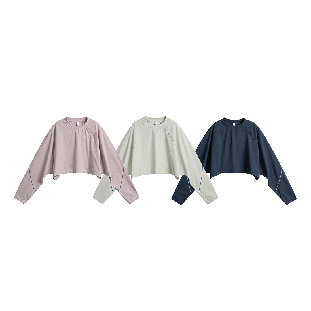 Damen Kurz geschnittenes Oversize Cropped-Sweatshirt mit Fledermausärmeln Echoarchiv
