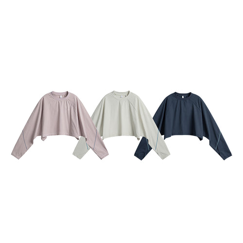 Damen Kurz geschnittenes Oversize Cropped-Sweatshirt mit Fledermausärmeln Echoarchiv
